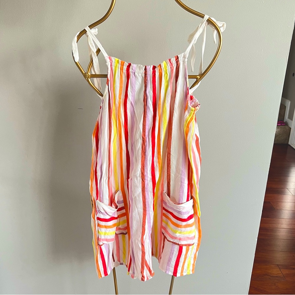 Aerie romper tie shoulder striped onsie jumpsuit women’s XS pockets EUC spring